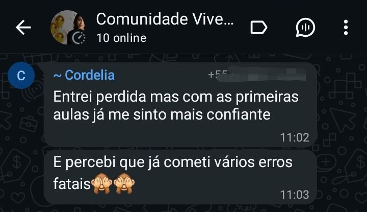 Depoimento de aluna